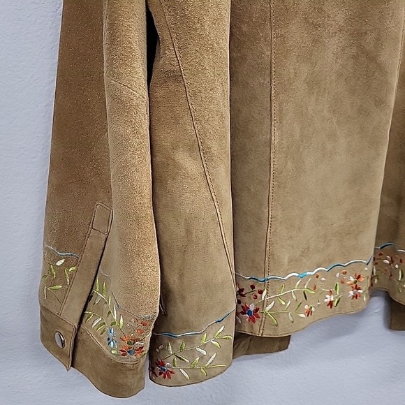 Avanti New York Suede Leather Jacket, Stitch Design, Beige, Large - Picture 8 of 11